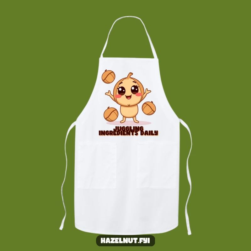 Funny Juggling Hazelnut Apron - Playful Nutty Character Kitchen Gift