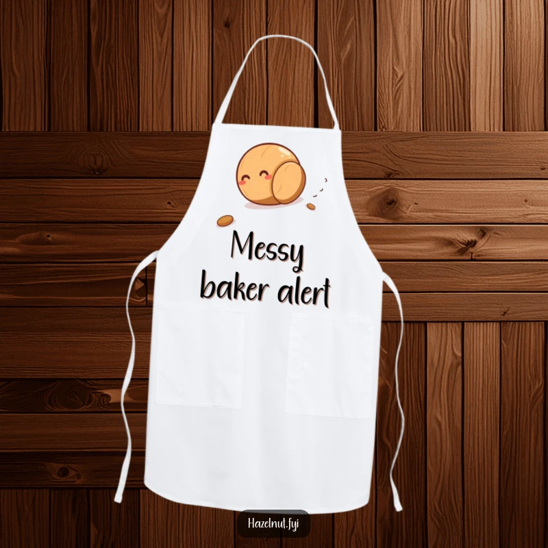 Funny hazelnut giggling as it rolls downhill on a kitchen apron, adding humor and nuttiness to cooking sessions.
