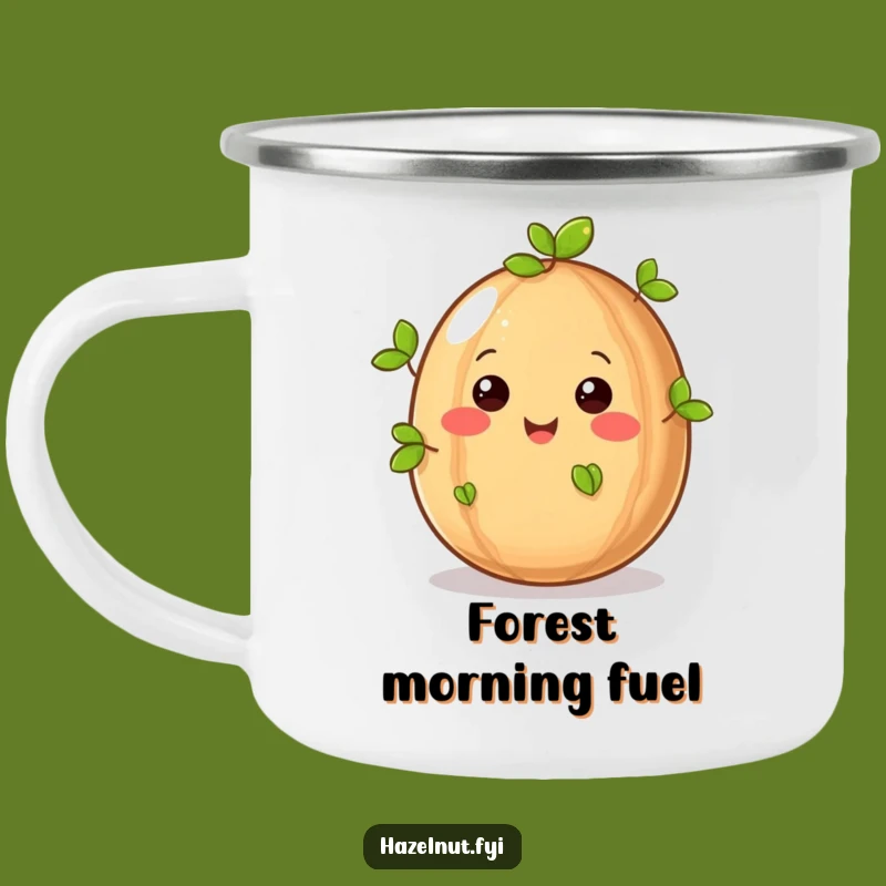 Funny Hazelnut Sprouting Enamel Camping Mug - Outdoor Adventure Gift
