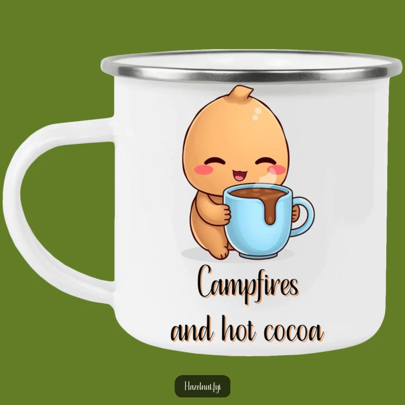 Funny Campfire Hot Chocolate Mug: Winking Hazelnut, Cozy Outdoors, Fun Gift