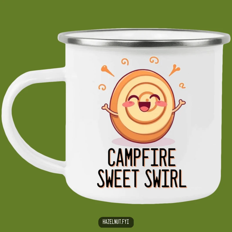 Funny Cinnamon Roll Joy Camping Mug: Excited Swirls Cup, Perfect Funny Gift