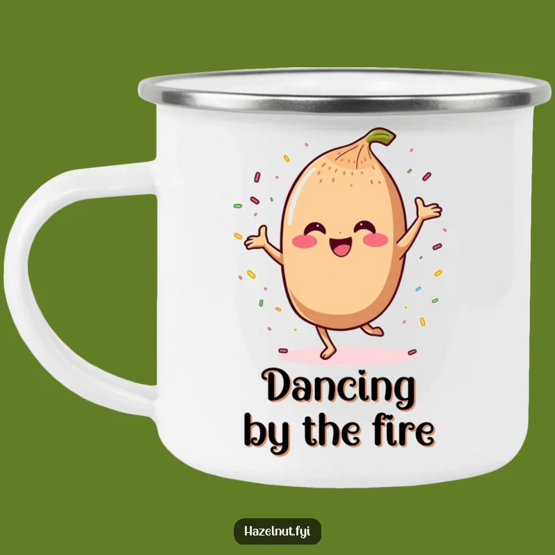 Funny Dancing Hazelnut Enamel Camping Mug: Celebrate Anywhere