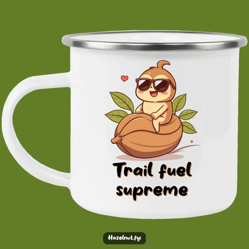 Funny Hazelnut Camp Mug: Adventure-Ready Coffee Bean Rider - Awesome Funny Gift