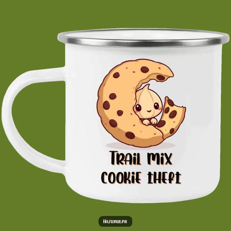 Funny Hazelnut Camping Mug: Cookie Quest - Rugged Funny Gift for Trail Snacks