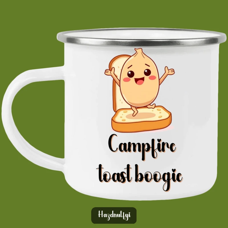 Funny Hazelnut Toast Dance Camping Mug: Nutty Breakfast for Outdoors