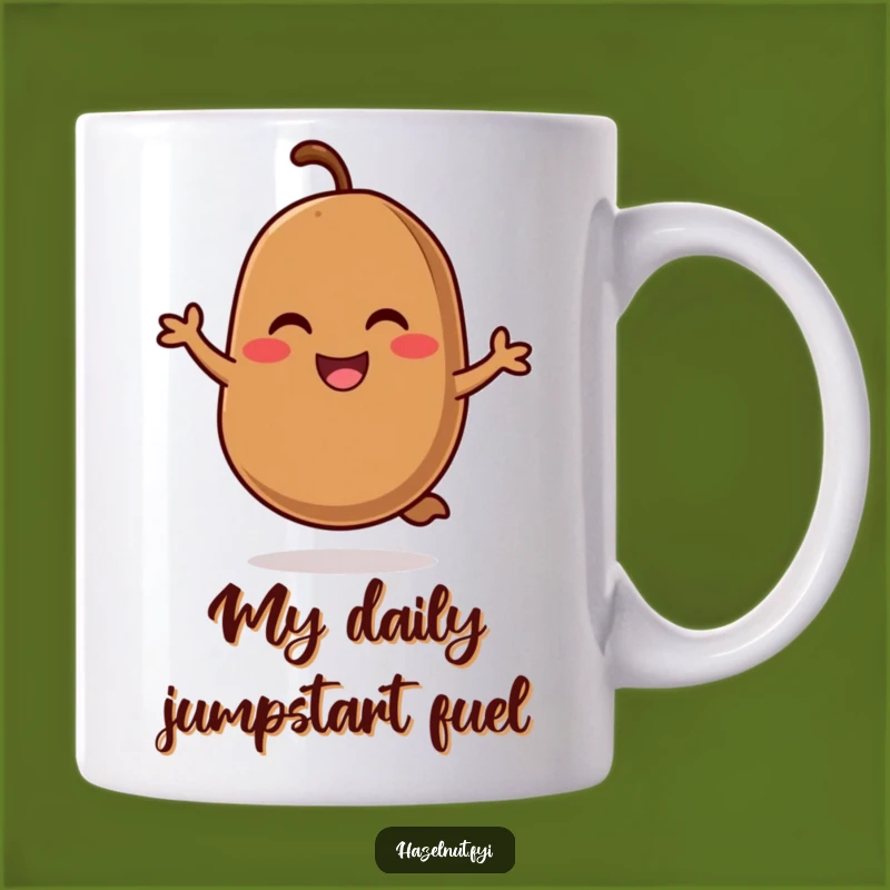 Funny Coffee Bean Hop Mug: A Cheerful, Rosy-Cheeked Bean Makes a Perfect Funny Gift