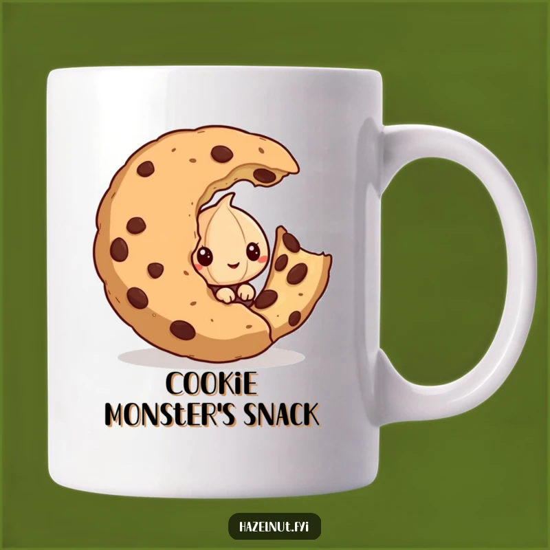 Funny Hazelnut Mug: Sneaky Nut Hides Behind Cookie - Hilarious Snack Time Funny Gift