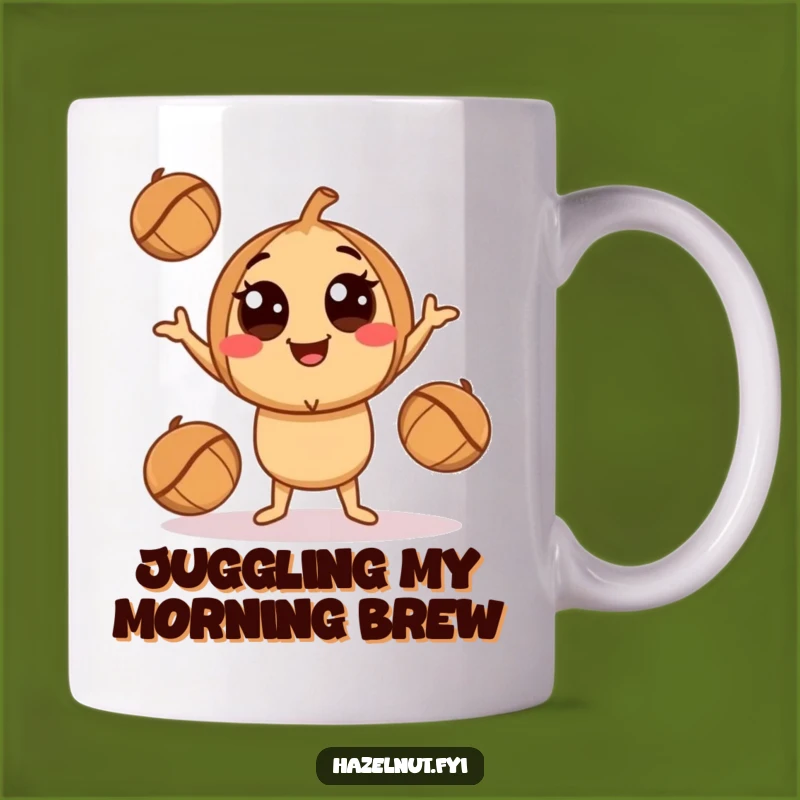 Funny Juggling Hazelnut Mug - Playful Nutty Character Gift