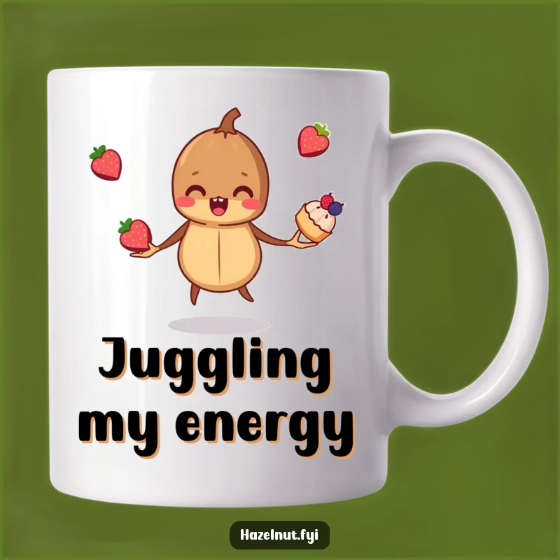 Funny Hazelnut Pastry Mug: Mischievous Juggler Nut, Perfect Baker's Gift
