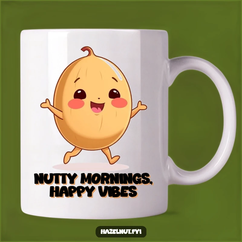 Funny Dancing Hazelnut Mug: Cheerful Nut Doing a Joyful Dance, Cute Foodie Gift