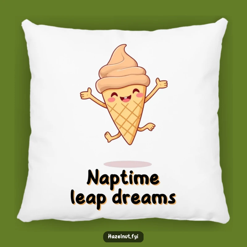 Cozy Funny Hazelnut Ice Cream Cone Leap Pillow: Snuggle Up with Hilarious Dessert