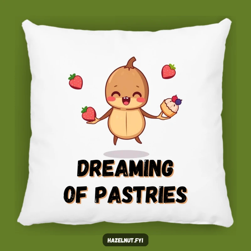 Funny Hazelnut Pastry Pillow: Cozy Juggling Nut Decor, Hilarious Gift