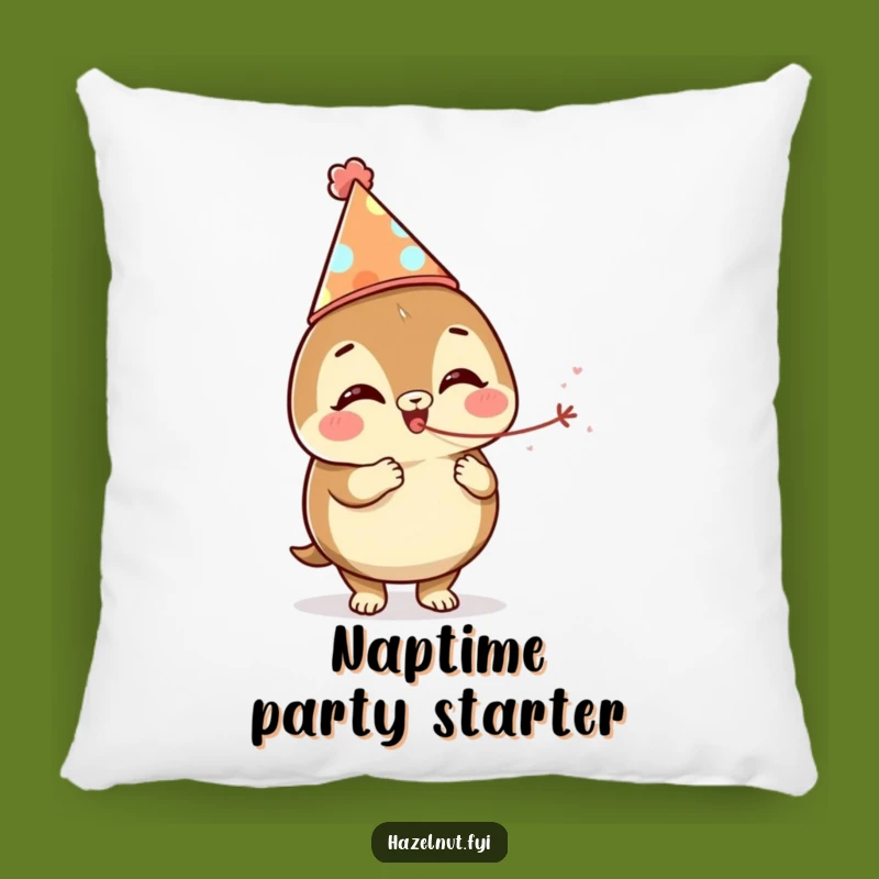 Funny Giggling Hazelnut Party Pillow: Snuggle Up with Festive Fun