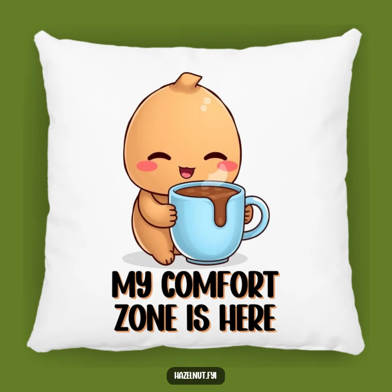 Funny Hot Chocolate Pillow: Winking Hazelnut, Cozy Comfort, Cute Decor Gift