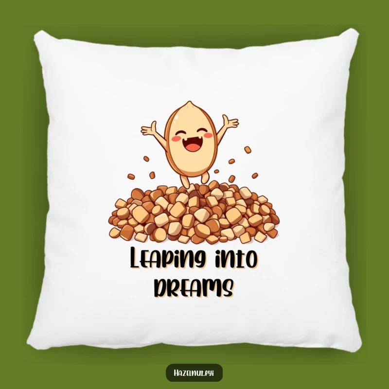 Funny Excited Hazelnut Pillow - Cozy Joyful Character Comfort Gift