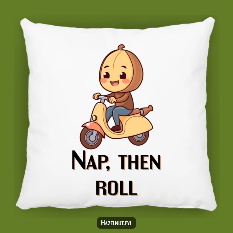 Funny Hazelnut Scooter Pillow - Comfy & Comedic Nutty Accent Decor