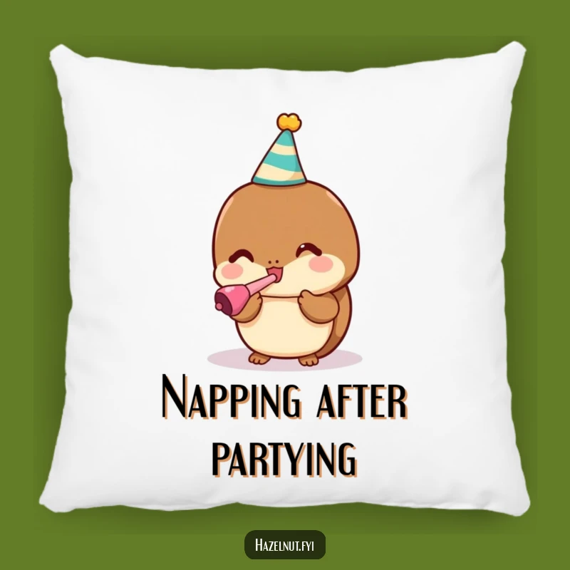 Funny Party Hazelnut Pillow: Cozy Accent for Festive Vibes