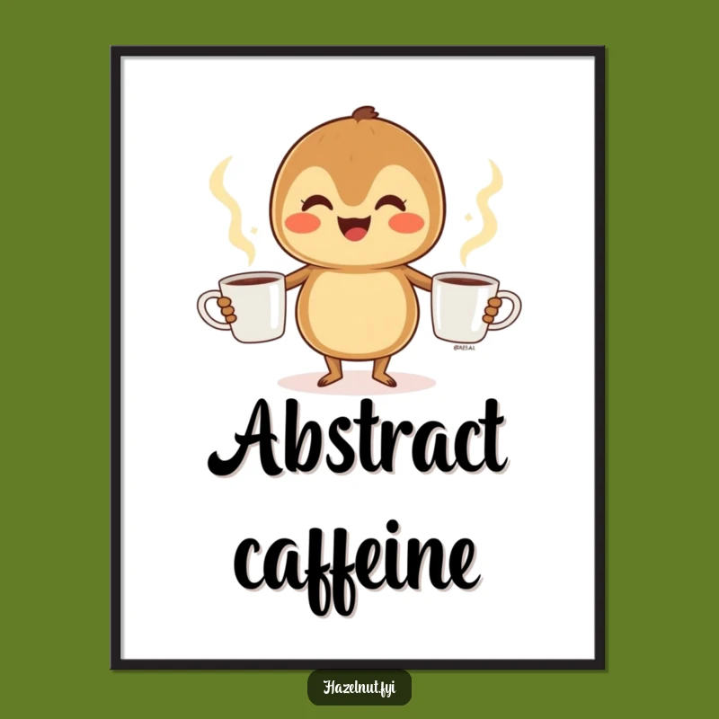 Funny Hazelnut Coffee Juggler Digital Art: Instant Humor for Your Space
