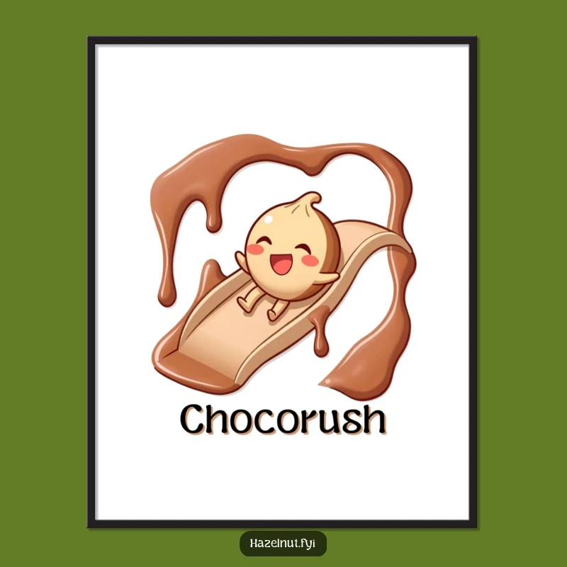 Funny Chocolate Slide Hazelnut Digital Print: Instant Art of Sweet Giggles