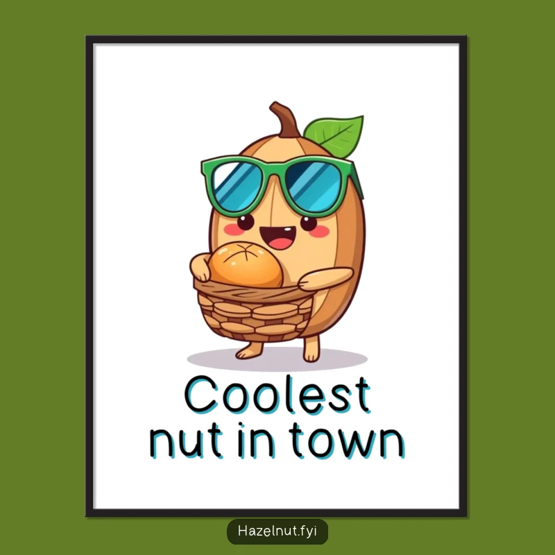 Funny Cool Hazelnut Digital Art - Shady Nutty Decor, Instant Funny Gift