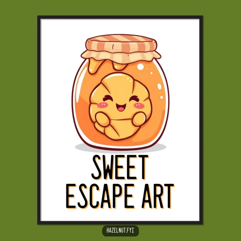 Funny Croissant Jam Digital Art: Smiling Pastry, Instant Hilarious Download