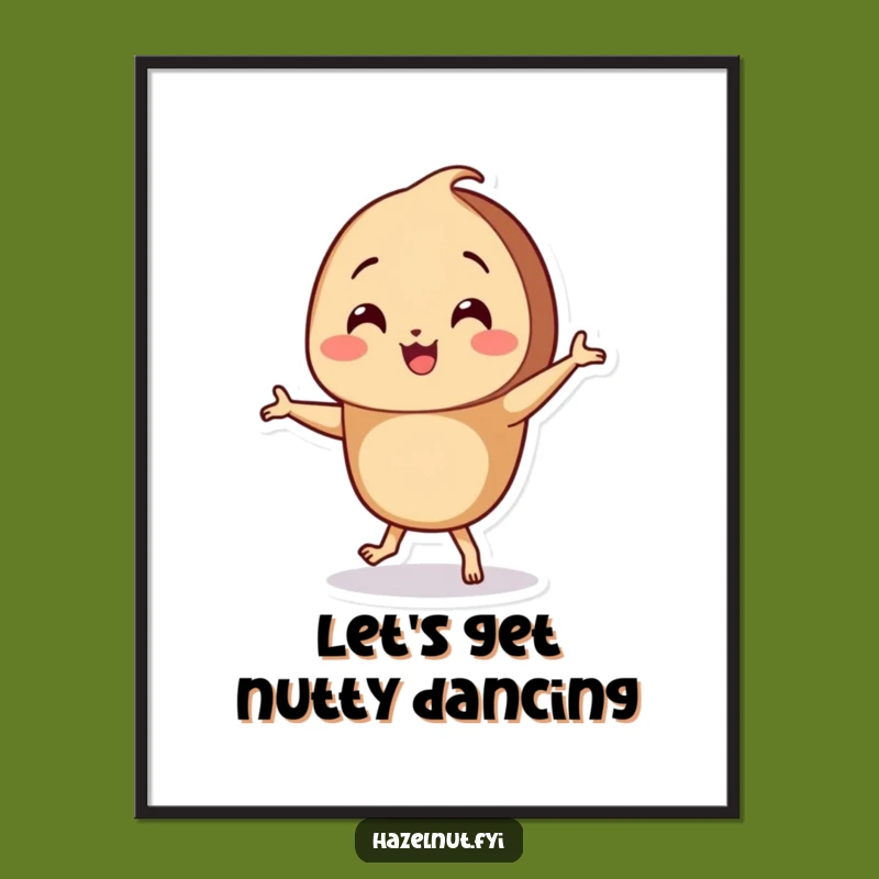 Funny Dancing Hazelnut Digital Art - Joyful Nutty Character, Instant Funny Gift