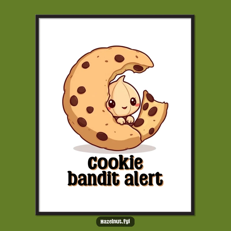 Funny Hazelnut Digital Art: Cookie Sneak - Instant Download Funny Gift for Treat Fans