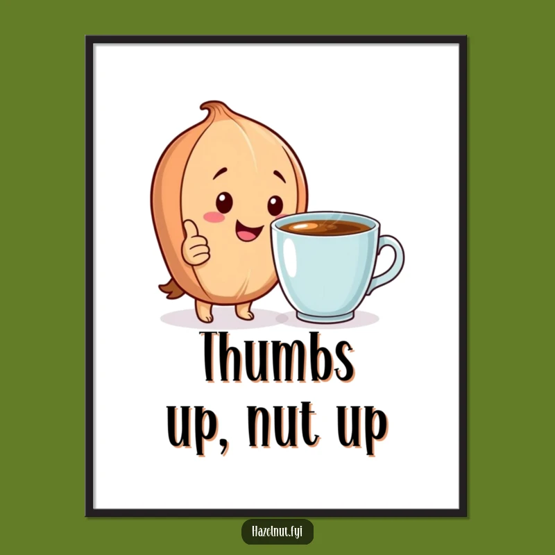 Funny Hazelnut Digital Art: Happy Nut Coffee Approval, Instant Morning Decor