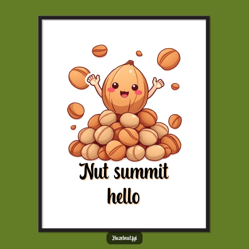 Funny Hazelnut Digital Art: Happy Roasted Nut Wave Printable Funny Gift