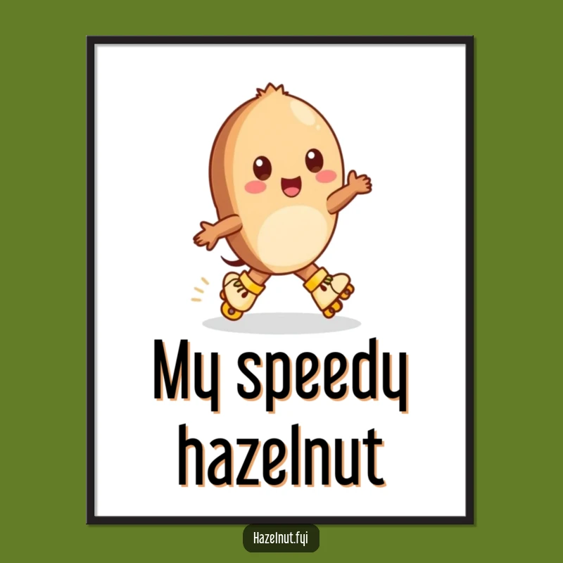 Funny Hazelnut Roller Skates Digital Art Print - Zippy Wall Decor Gift