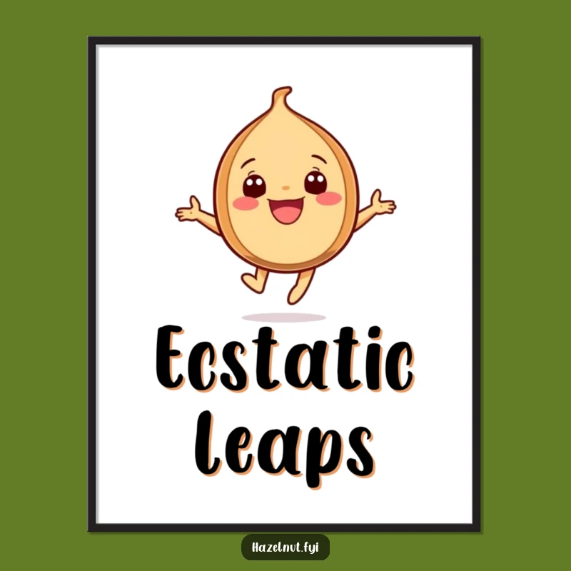 Funny Joyful Hazelnut Digital Print: Instant Art of Exuberant Leaping Joy