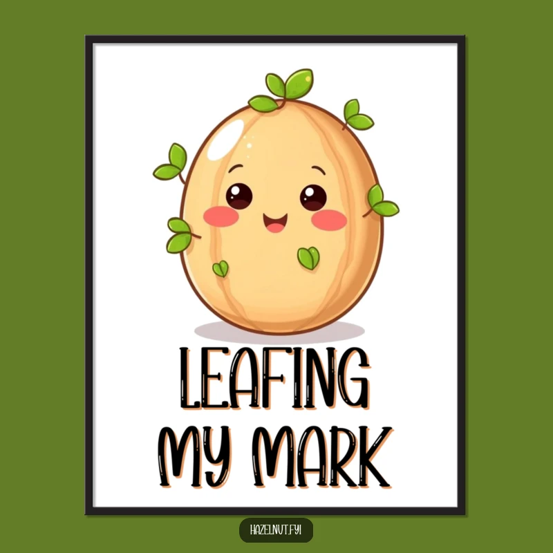 Funny Joyful Hazelnut Sprouting Digital Art Print - Instant Happy Decor Gift