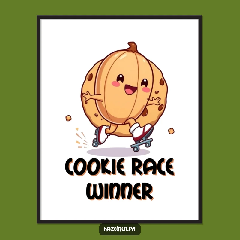 Funny Roller Skating Hazelnut Digital Art: Hilarious Printable for Inspiring Speed and Joy