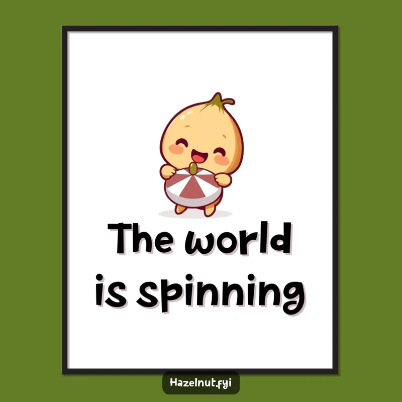 Funny Spinning Hazelnut Digital Art - Joyful Playful Decor, Instant Funny Gift