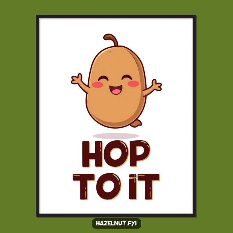 Funny Coffee Bean Hop Digital Art: Cheerful Bean Download, Instant Funny Gift