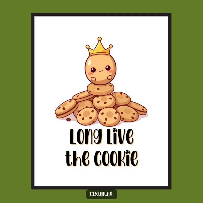 Funny Hazelnut Cookie King Digital Art - Regal Nutty Decor, Instant Funny Gift