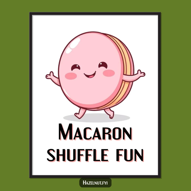 Funny Macaron Shuffle Digital Art: Cheerful French Download, Instant Funny Gift