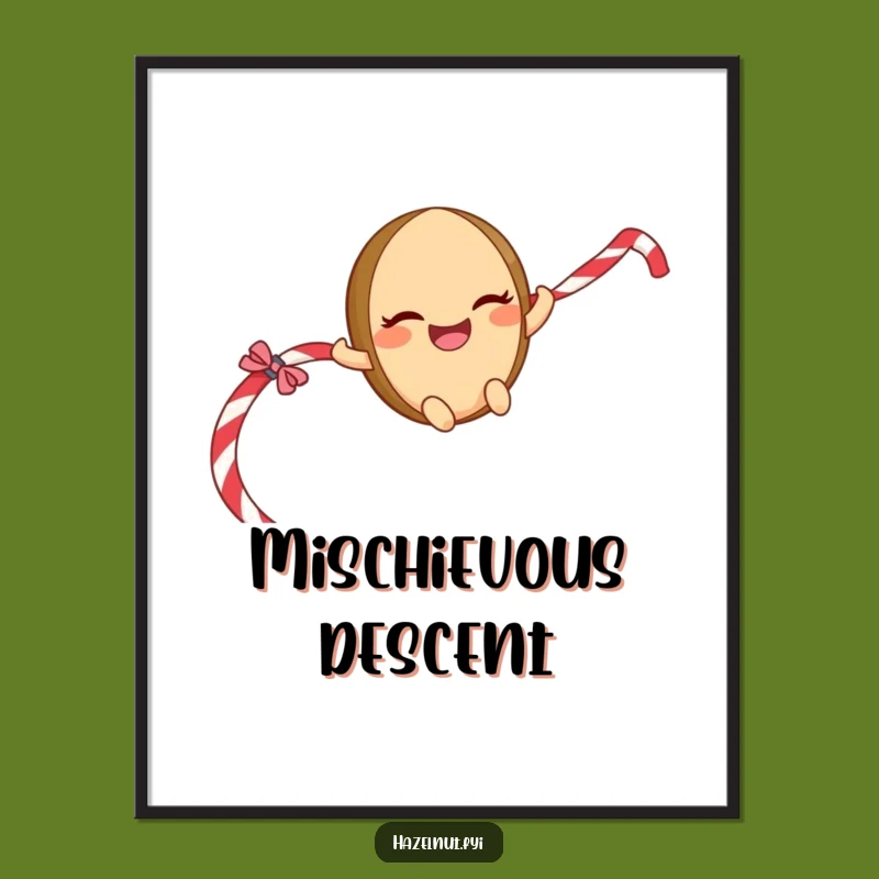 Funny Sliding Hazelnut Digital Art - Mischievous Rope Rider Wall Decor Gift