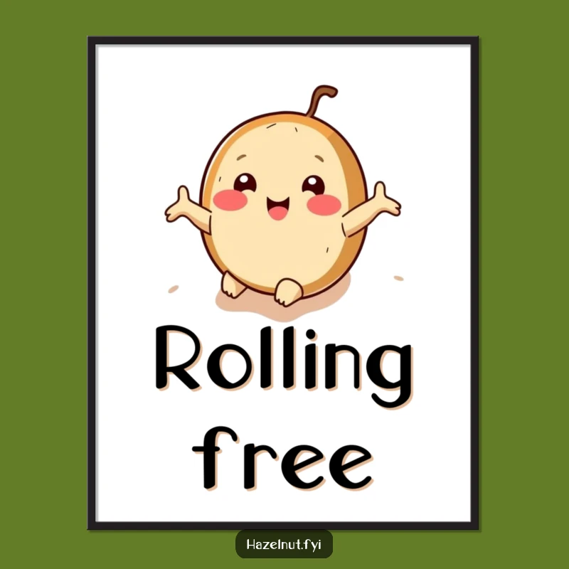 Funny Rolling Hazelnut Digital Art: Instant Hilarious Freedom for Your Walls