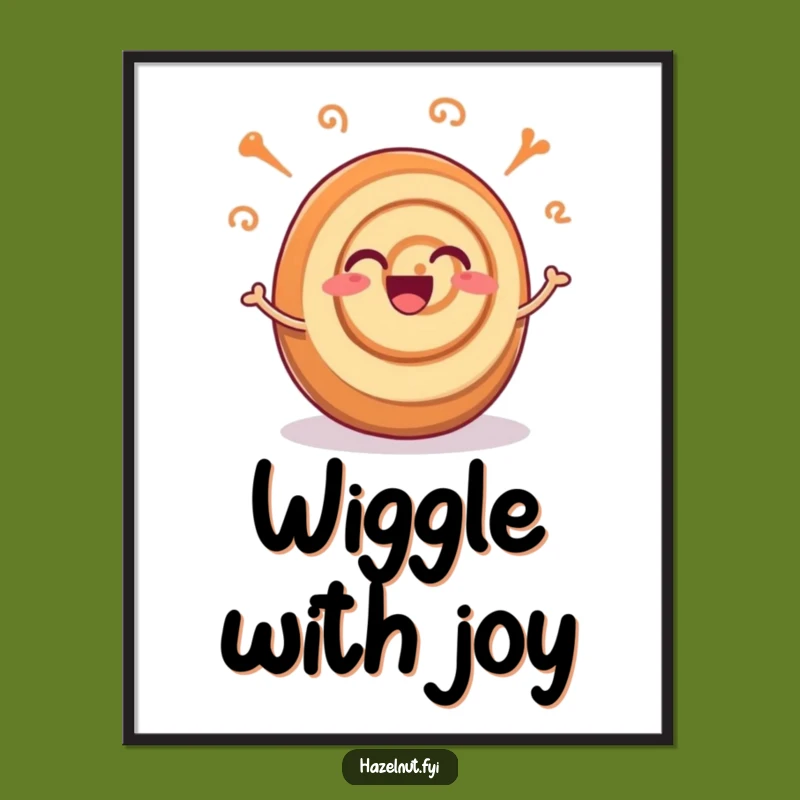 Funny Cinnamon Roll Joy Digital Art: Excited Swirls Download, Instant Funny Gift