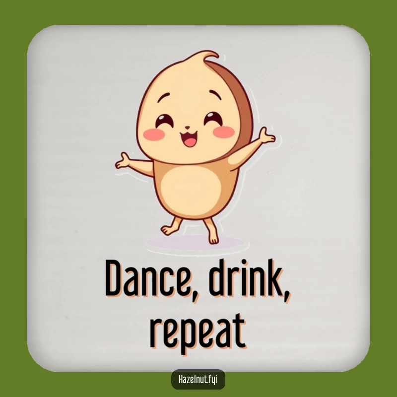 Funny Dancing Hazelnut Coaster - Sip and Groove, Perfect Funny Gift