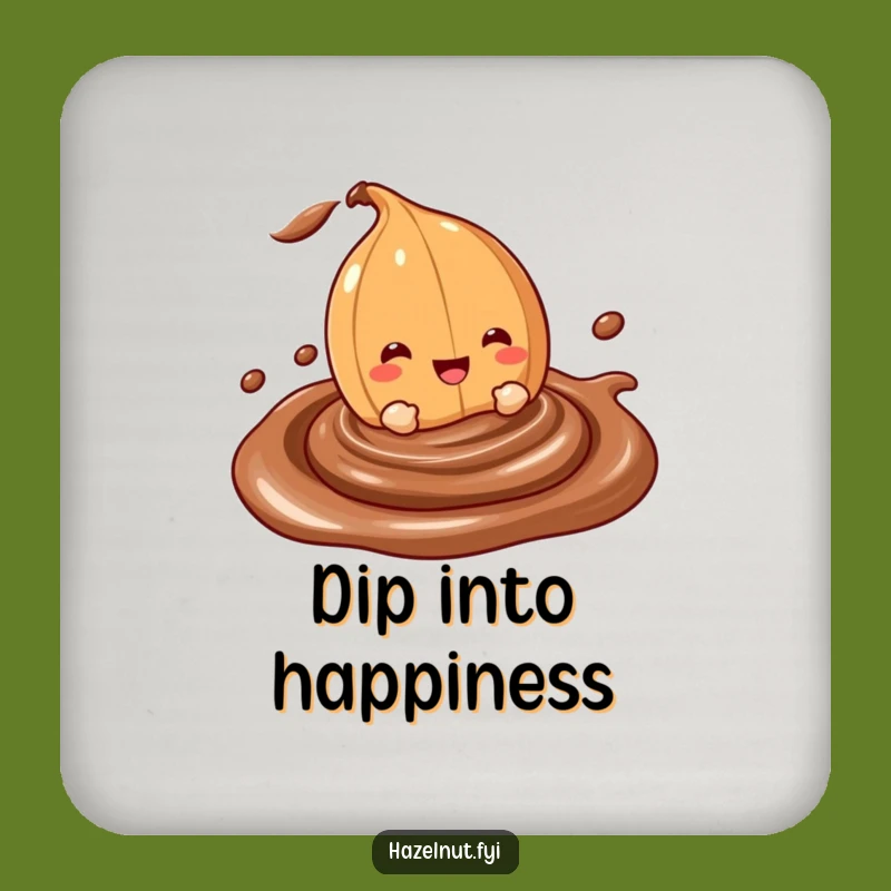 Funny Hazelnut Coaster: Chocolate Dive - Protects Surfaces, Funny Gift for Hosts