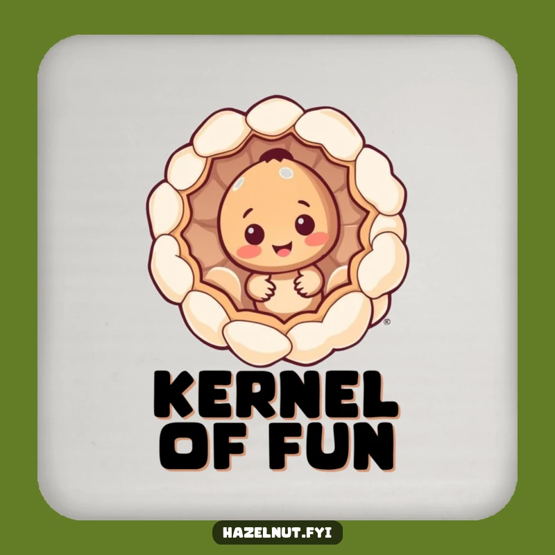 Funny Hazelnut Coasters: Protect Tables with Popcorn Charm