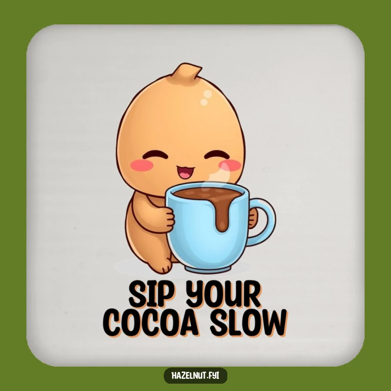 Funny Winking Hazelnut Coaster: Hot Chocolate Lover, Protect Furniture, Cute Gift