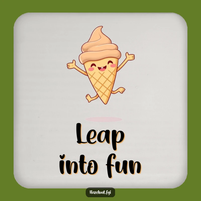 Funny Hazelnut Ice Cream Cone Leap Coaster Set: Protect Surfaces with Hilarious Art