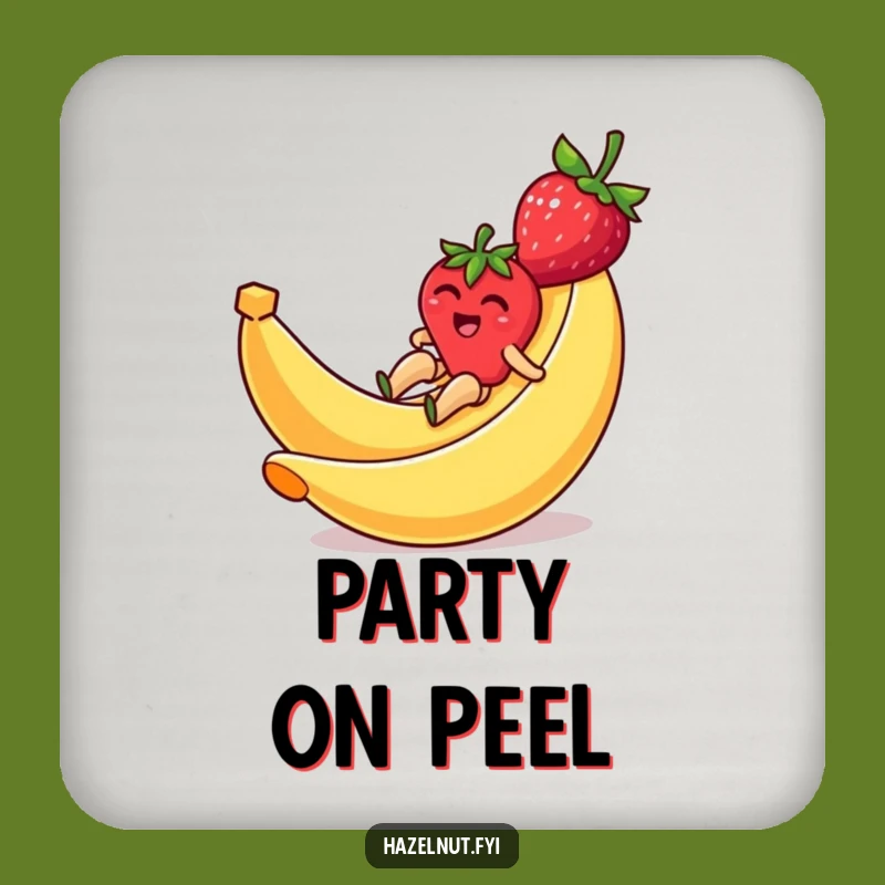 Funny Strawberry Banana Slide Coaster - Hilarious Fruit Drink Protector for Tables