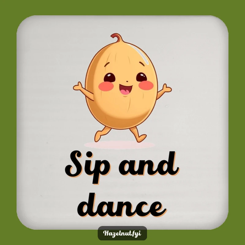 Funny Dancing Hazelnut Coaster: Cheerful Nut, Joyful Dance, Protect Furniture Gift