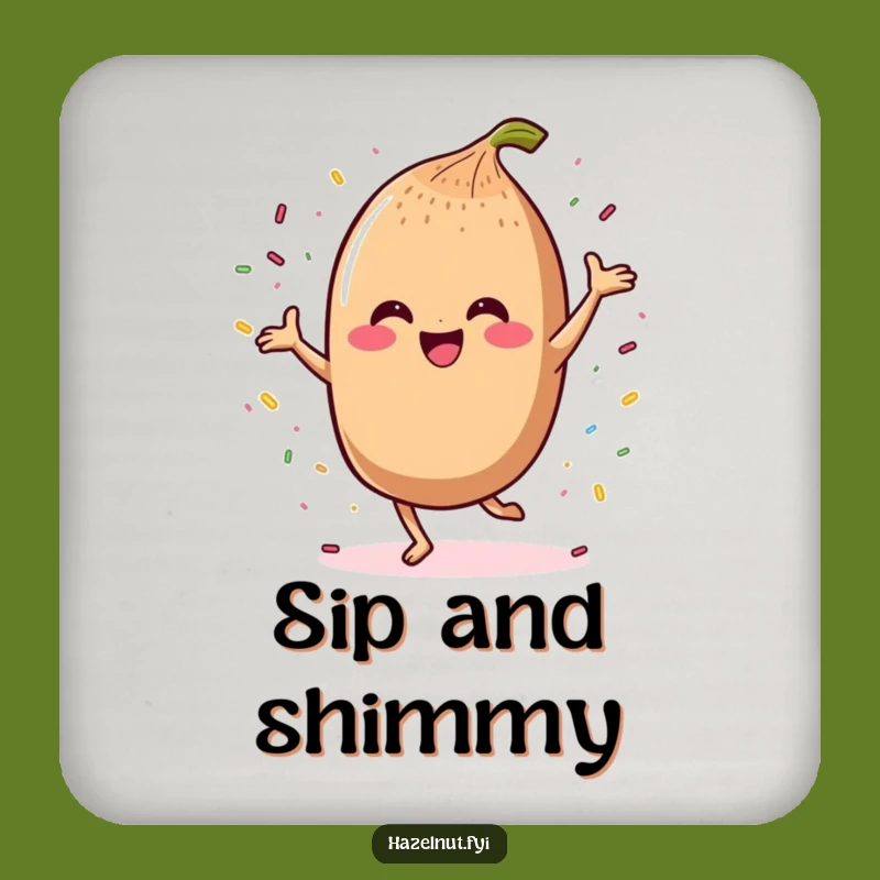 Funny Dancing Hazelnut Drink Coaster: Add Joy to Your Table
