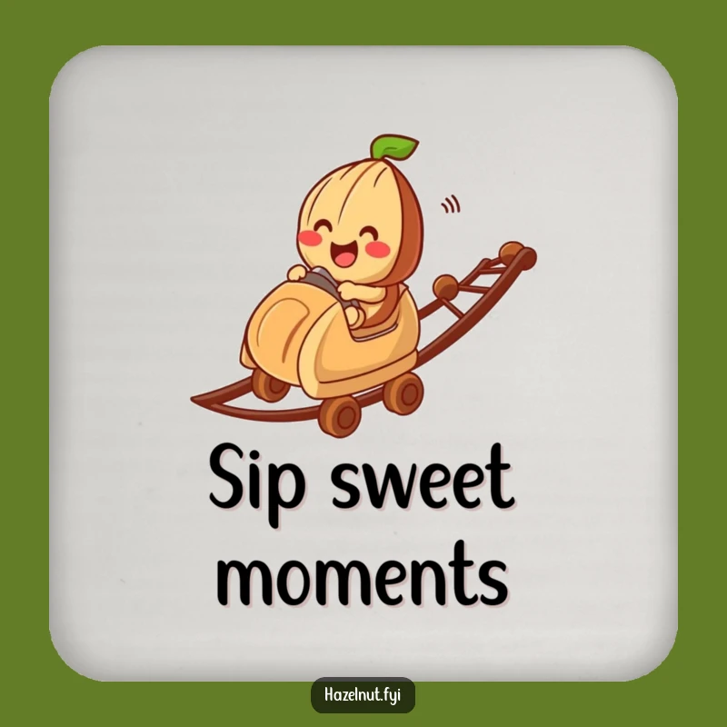 Hazelnut Roller Coaster Drink Coaster: Funny Protection for Your Surfaces!