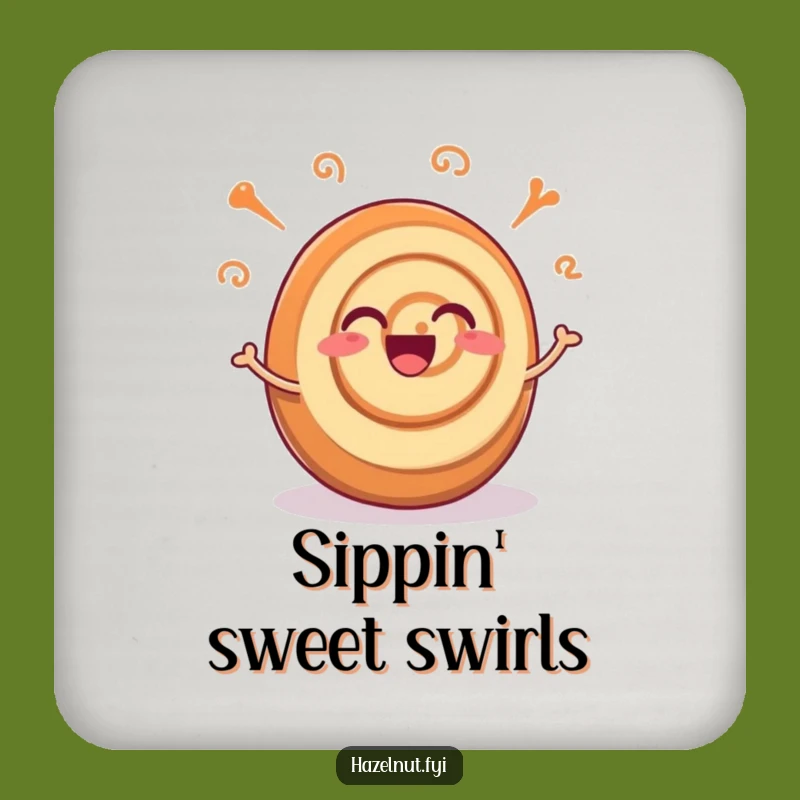 Funny Cinnamon Roll Joy Coaster: Excited Swirls Drink Protector, A Tiny Funny Gift